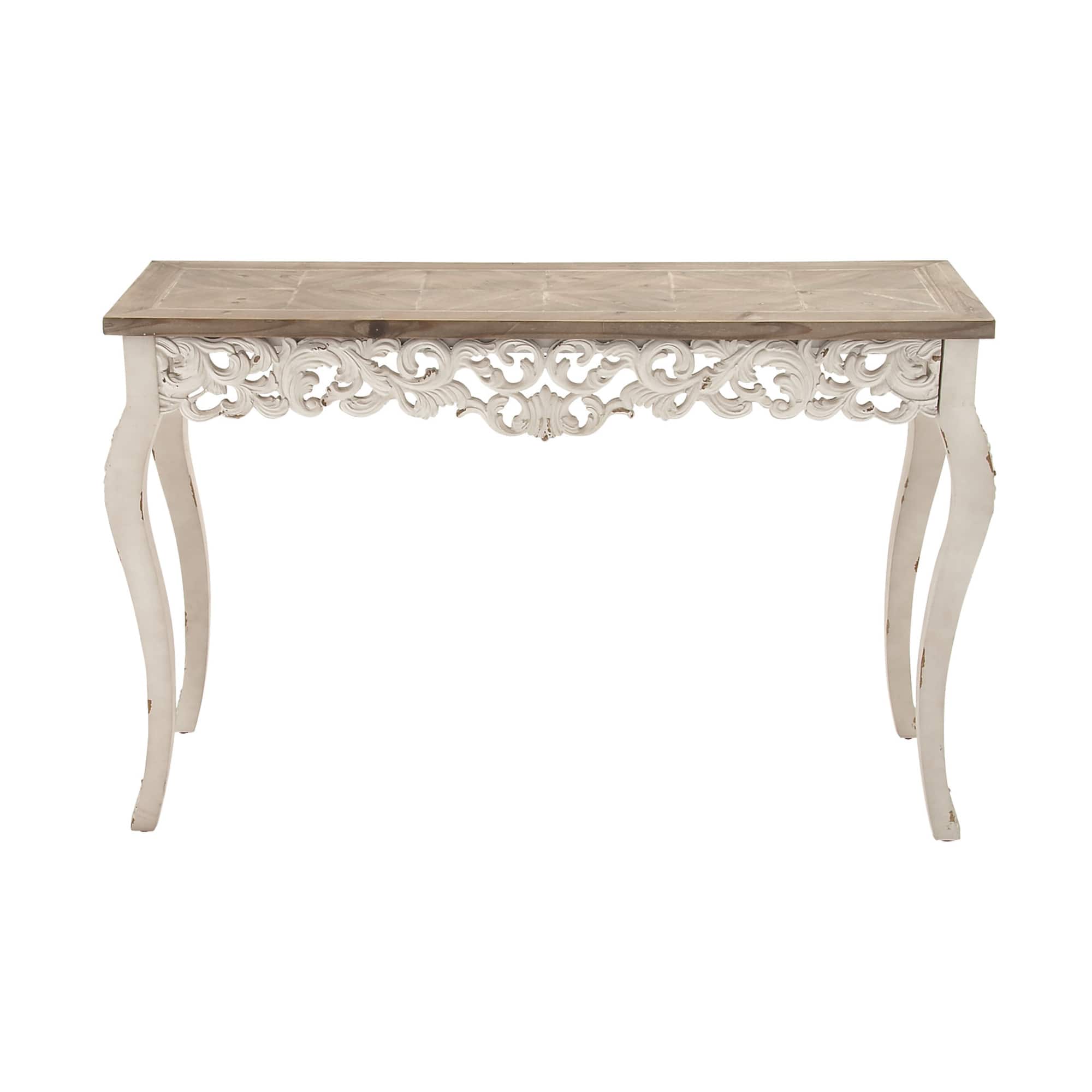 White Farmhouse Wood Console Table, 30" x 46"